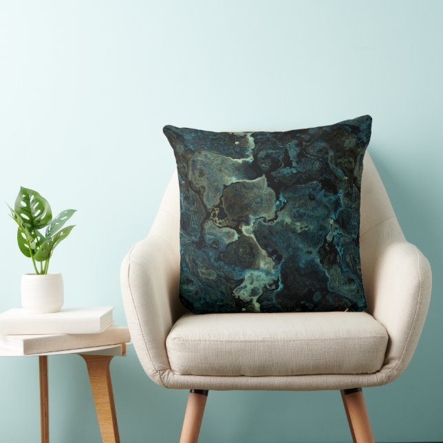 Blauw Groen en Zwart Abstract Kussen (Stoel)
