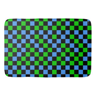 Blauw Groen En Zwart Geruit Patroon Badmat