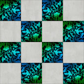 Blauw Groen en zwart glitter golvend patroon Tegeltje