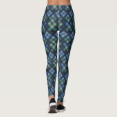 Blauw, Groen en Zwart Tartan Cross Pattern Leggings (Achterkant)