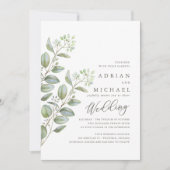Blauw Groen Eucalyptus Eenvoudige herfstbruiloft Kaart (Voorkant)