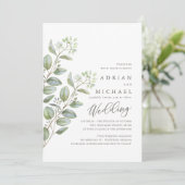Blauw Groen Eucalyptus Eenvoudige herfstbruiloft Kaart (Staand voorkant)
