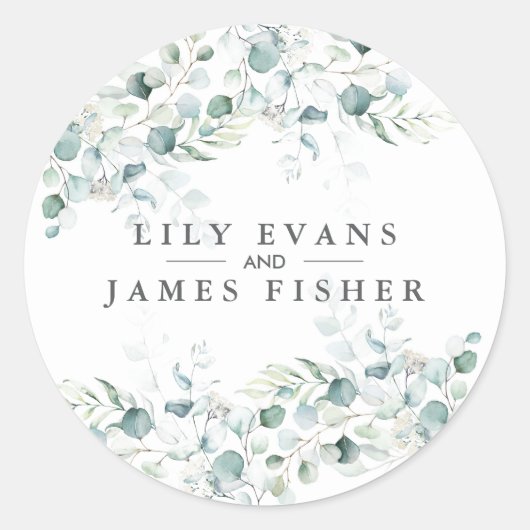 Blauw groen Eucalyptus laat bruiloft gunst Sticker (Voorkant)
