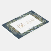 Blauw Groen Eucalyptus Lijst Goud op Wit Gastenboek (Hoek)