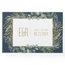 Blauw Groen Eucalyptus Lijst Goud op Wit