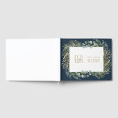 Blauw Groen Eucalyptus Lijst Goud op Wit Gastenboek (Volledig)