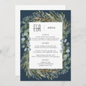Blauw Groen Eucalyptus Lijst Zwart op Wit Menu (Voorkant / Achterkant)