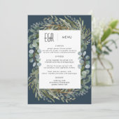 Blauw Groen Eucalyptus Lijst Zwart op Wit Menu (Staand voorkant)