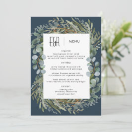 Blauw Groen Eucalyptus Lijst Zwart op Wit Menu