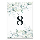 Blauw Groen Eucalyptus Trouwtafel Nummer Donker Kaart (Voorkant)