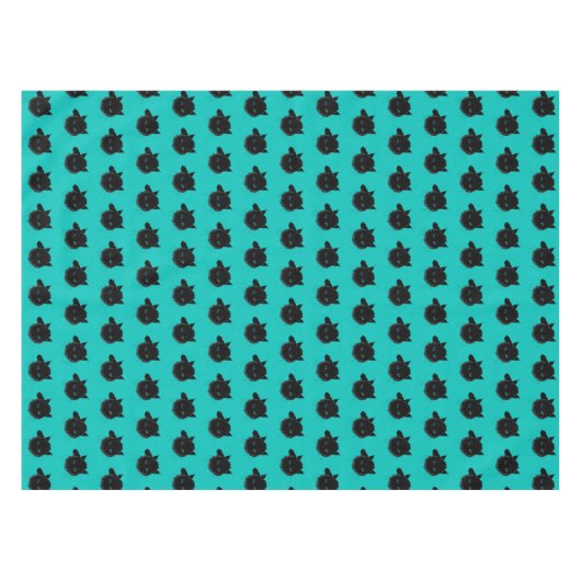 Blauw Groen Eyed Zwart Kat Tafelkleed (Voorkant (Horizontaal))