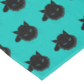 Blauw Groen Eyed Zwart Kat Tafelkleed (Gekanteld)