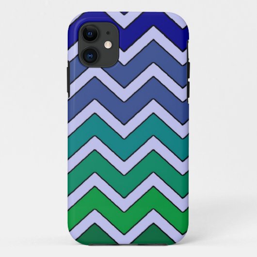 Blauw groen fade chevron stijl iphone 5 hoesje (Achterkant)