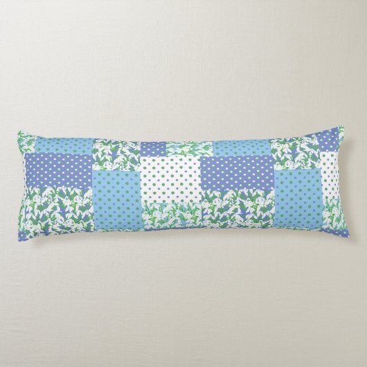  blauw groen faux patchwork Snowdrop Patroon Lichaamskussen (Achterkant)