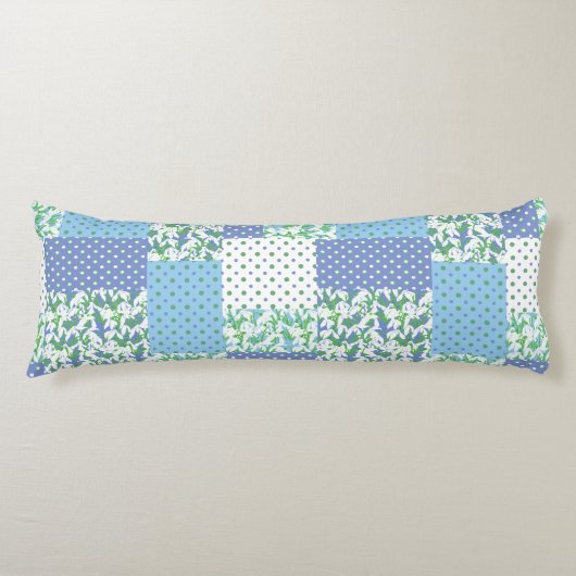 blauw groen faux patchwork Snowdrop Patroon Lichaamskussen (Voorkant)