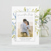 Blauw-groen-Floral-groen-FOTO-Inspirerend Save The Date (Staand voorkant)