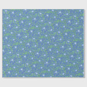 Blauw groen Floral Periwinkle Pattern naar landsti Cadeaupapier (Vlak)