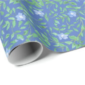 Blauw groen Floral Periwinkle Pattern naar landsti Cadeaupapier (Rol Hoek)