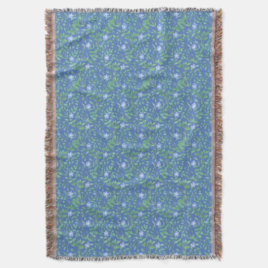 Blauw groen Floral Periwinkle Pattern naar landsti Deken (Voorkant Verticaal)