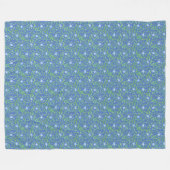 Blauw groen Floral Periwinkle Pattern naar landsti Fleece Deken (Voorkant (Horizontaal))
