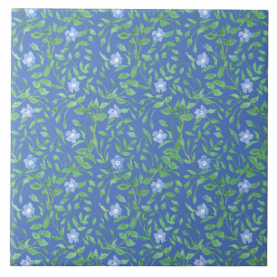 Blauw groen Floral Periwinkle Pattern naar landsti Tegeltje