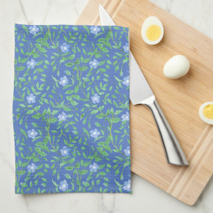 Blauw groen Floral Periwinkle Pattern naar landsti Theedoek