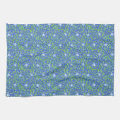 Blauw groen Floral Periwinkle Pattern naar landsti Theedoek (Horizontaal)