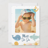Blauw Groen Foto Jongens Twee Het Zee Verjaardag Kaart (Achterkant)