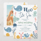 Blauw Groen Foto Jongens Twee Het Zee Verjaardag Kaart (Voorkant / Achterkant)