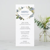 Blauw groen gebladerte groen goud geometrisch menu (Staand voorkant)