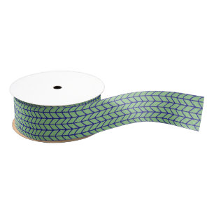 BLAUW GROEN GEBREID 1,5" Breed Grosgrain Lint