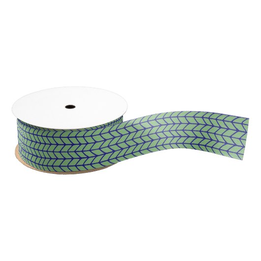 BLAUW GROEN GEBREID 1,5" Breed Grosgrain Lint (Spoel)