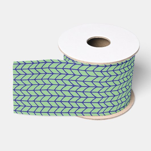 BLAUW GROEN GEBREID 3"Breed Grosgrain Lint (Spoel)