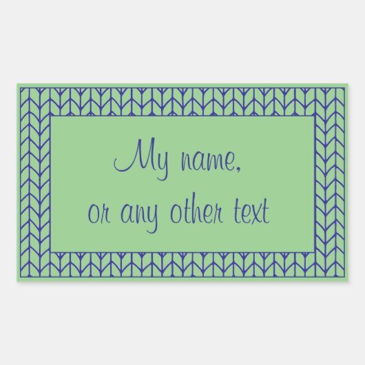 BLAUW GROEN GEBREIDE rechthoek mat Stickers + teks (Voorkant)
