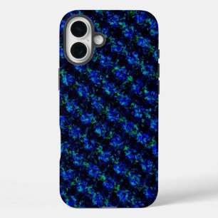 Blauw groen gebroken glazen patroon iPhone 16 plus hoesje