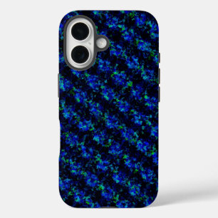Blauw groen gebroken glazen patroon iPhone 16 hoesje