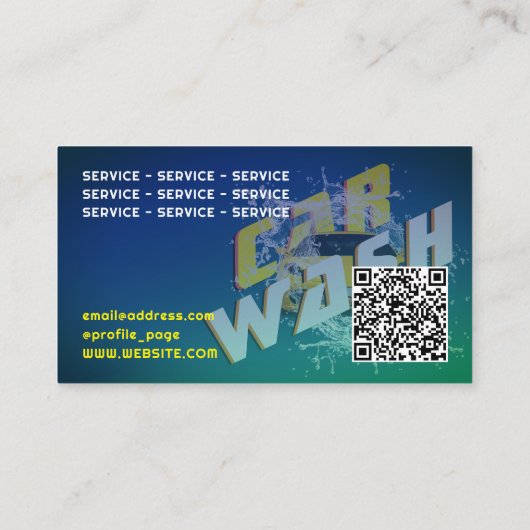 Blauw groen geel carwash visitekaartje (Achterkant)