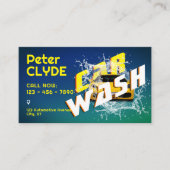 Blauw groen geel carwash visitekaartje (Voorkant)