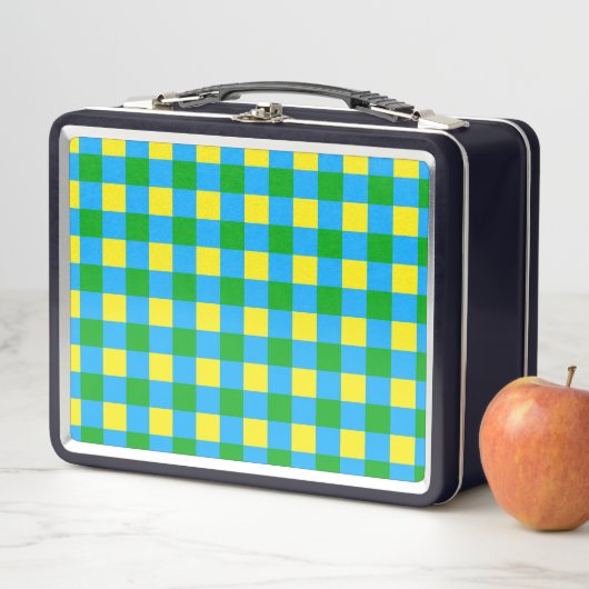 Blauw Groen Geel Check Plaid Pattern Design (In situ)