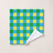 Blauw Groen Geel Check Plaid Pattern Design Bad Handdoek (Wasdoekje)