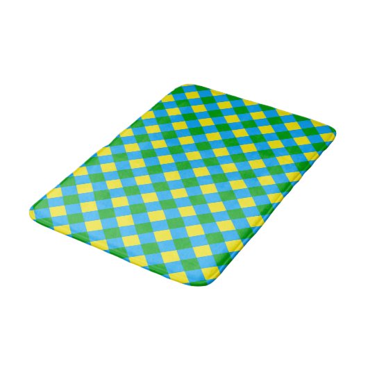 Blauw Groen Geel Check Plaid Pattern Design Badmat (Gekanteld)