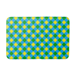 Blauw Groen Geel Check Plaid Pattern Design Badmat