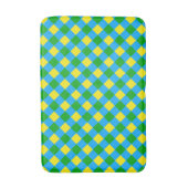 Blauw Groen Geel Check Plaid Pattern Design Badmat (Voorkant Verticaal)