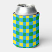 Blauw Groen Geel Check Plaid Pattern Design Blikjeskoeler (Blikje Voorkant)