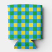 Blauw Groen Geel Check Plaid Pattern Design Blikjeskoeler (Achterkant)