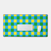 Blauw Groen Geel Check Plaid Pattern Design Bureaumat (Keyboard & Muis)