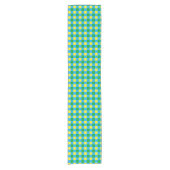 Blauw Groen Geel Check Plaid Pattern Design Korte Tafelloper (Voorkant)