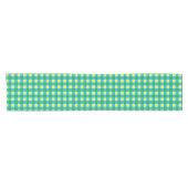 Blauw Groen Geel Check Plaid Pattern Design Korte Tafelloper (Horizontaal)