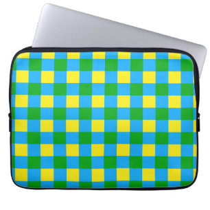 Blauw Groen Geel Check Plaid Pattern Design Laptop Sleeve