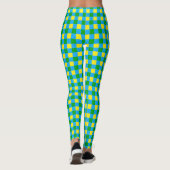 Blauw Groen Geel Check Plaid Pattern Design Leggings (Achterkant)